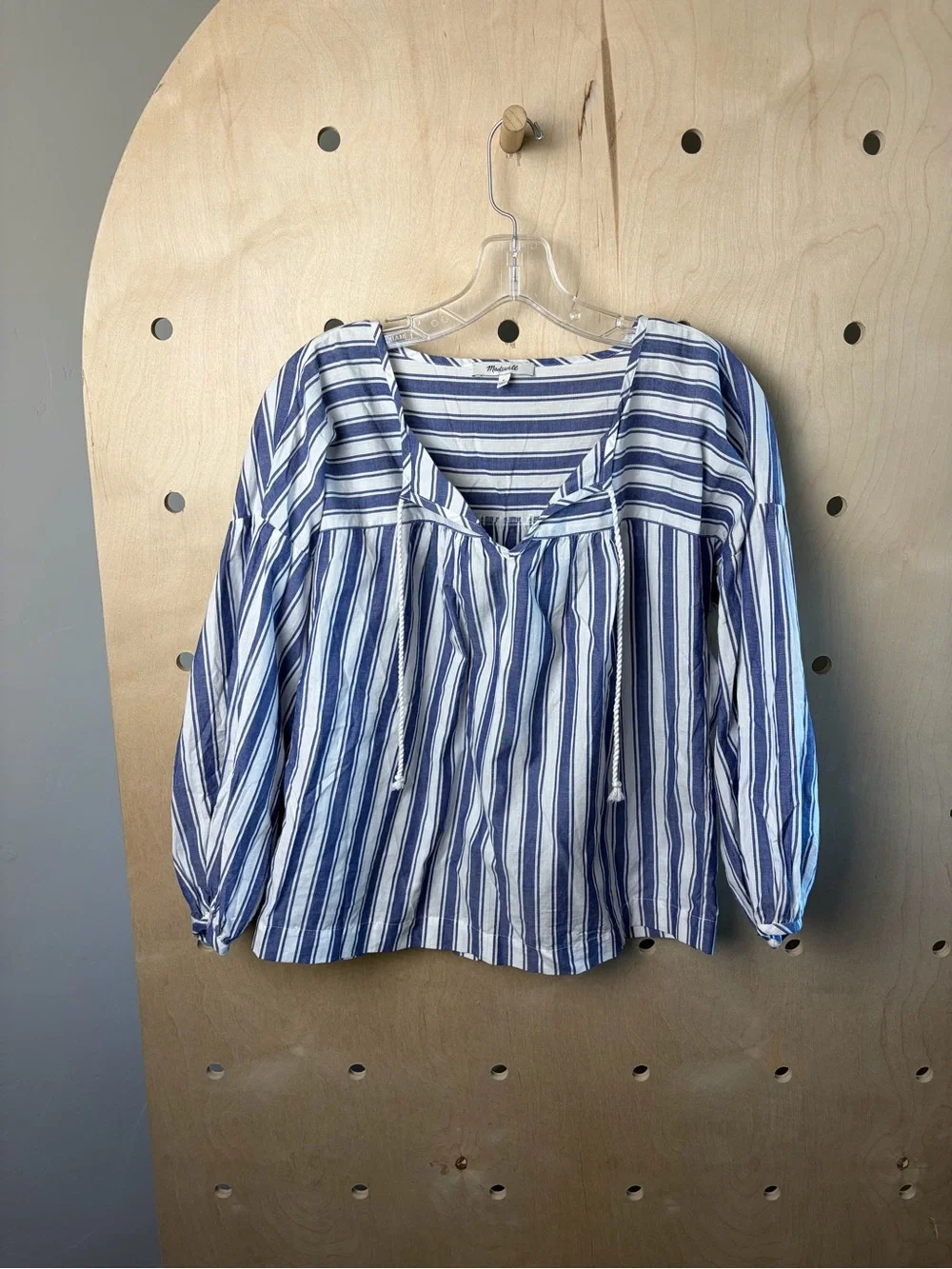 Madewell Peasant Top in Shea Stripe Blue/White Small